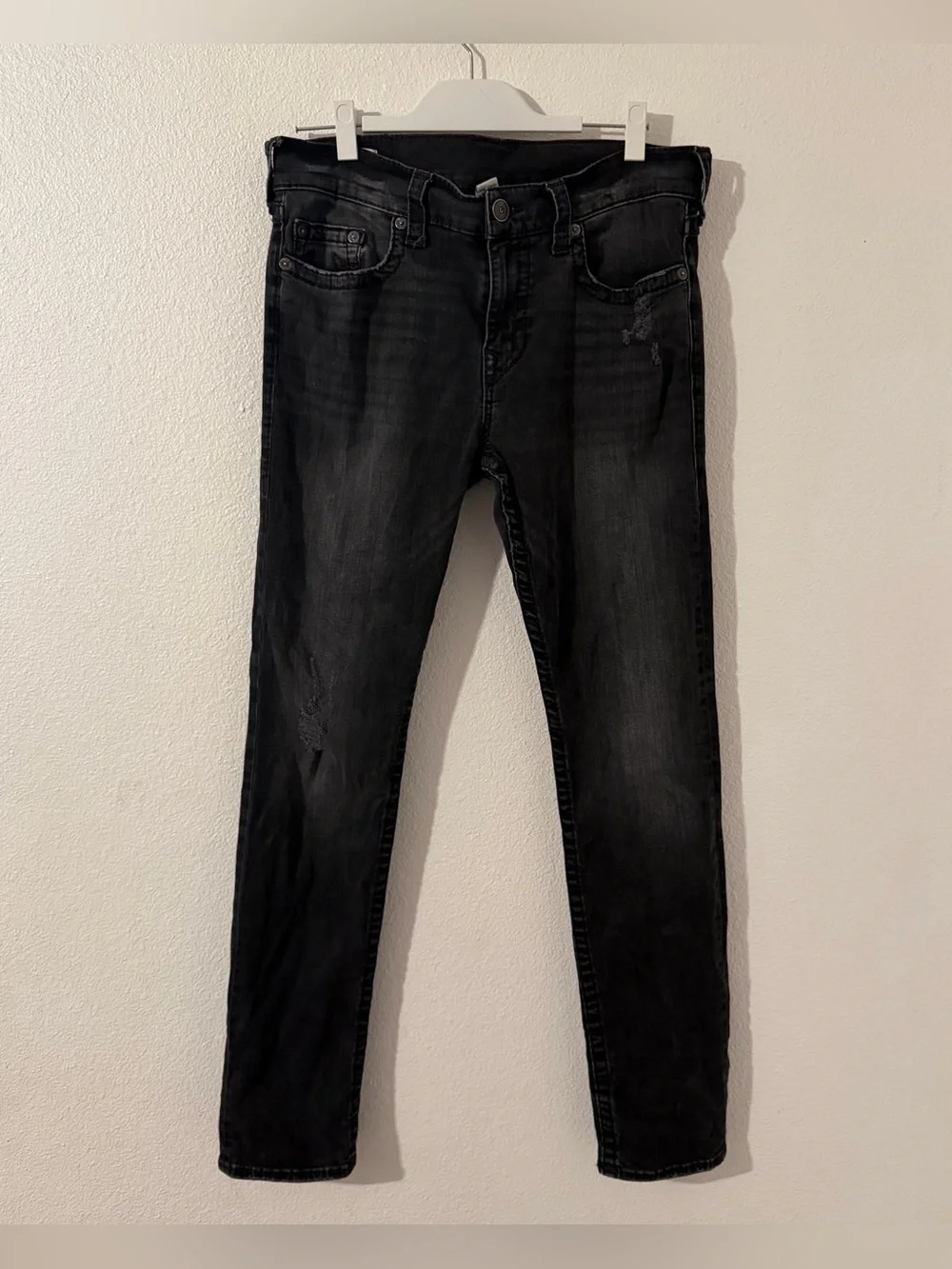 True Religion Men’s Black Relaxed Skinny Jeans Size 34 Rocco Big T